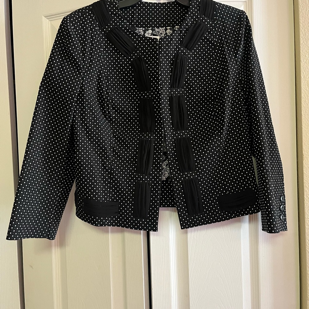 CAbi Black Blazer with White Dots